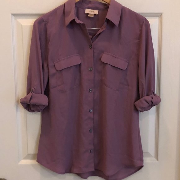 LOFT Tops - *3 for $15* Loft Lavender Button Up Blouse Medium